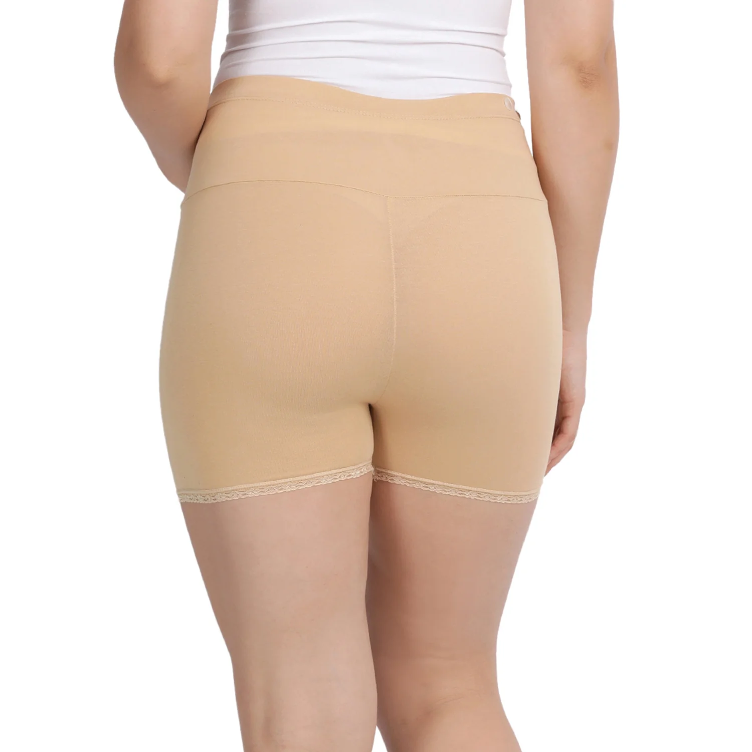 Women Beige Maternity Lace Shorts - Image 3