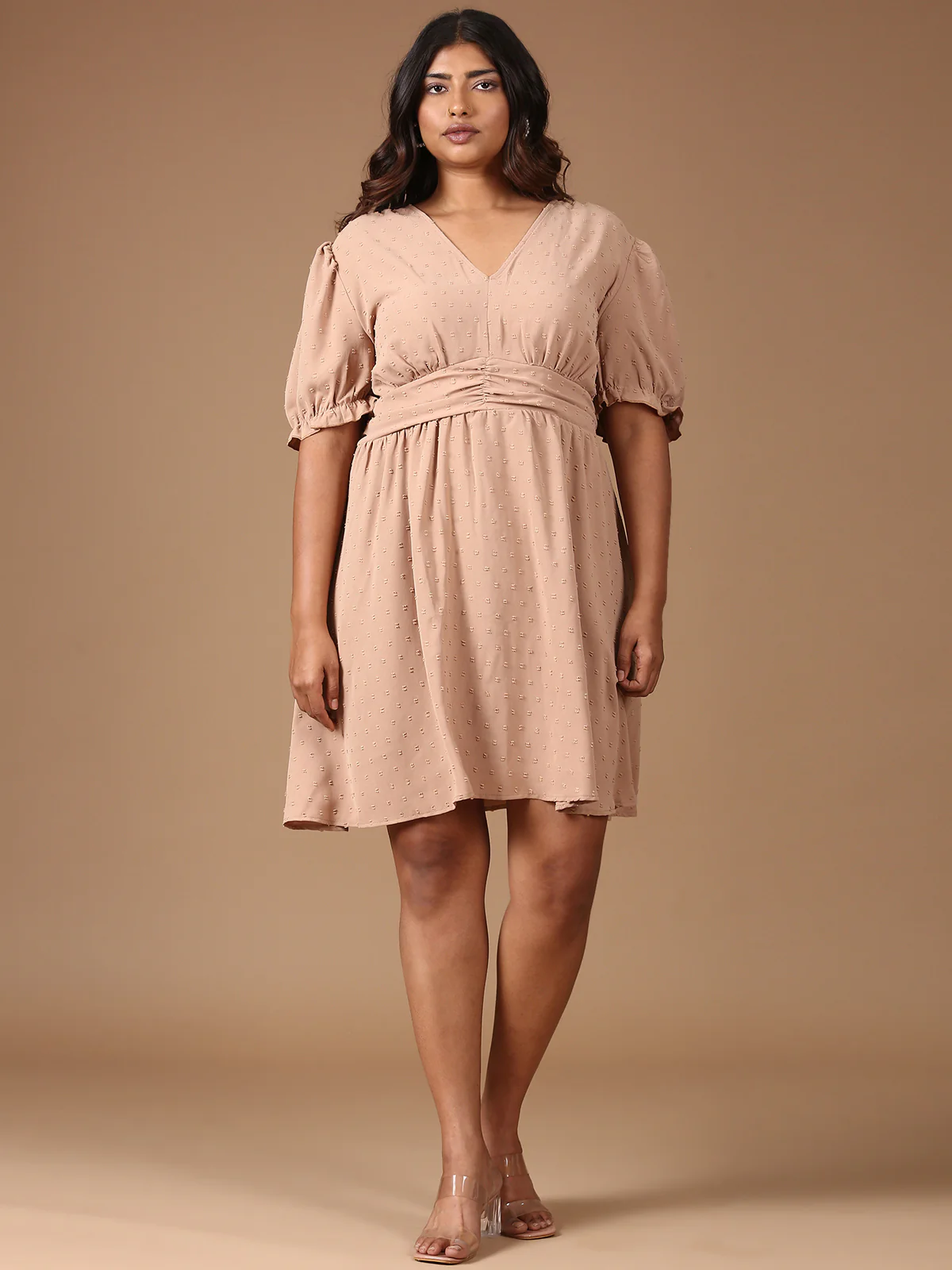 Women Beige Midi Dress