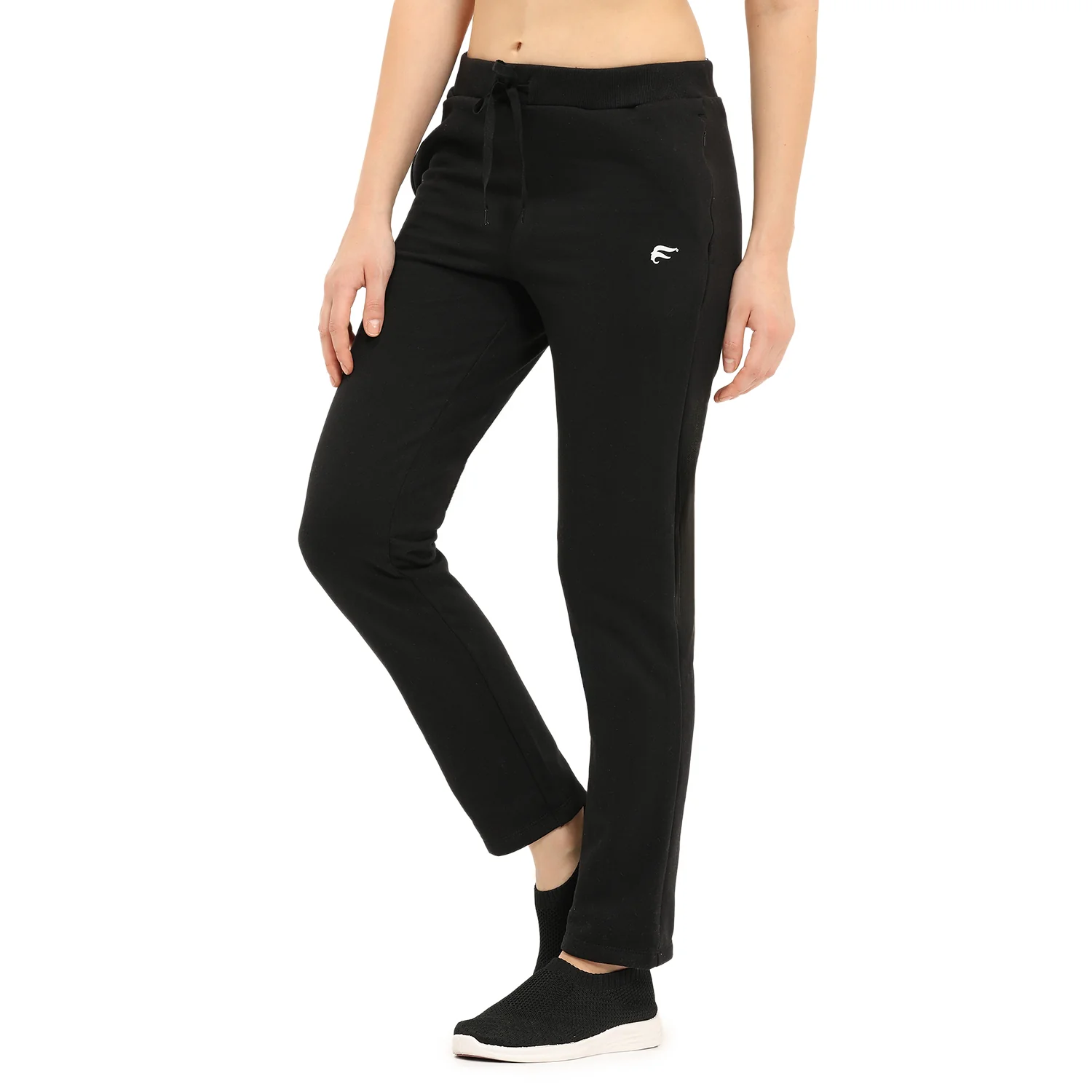 Women Black Ankle Length Fleece Track Pant - Image 3