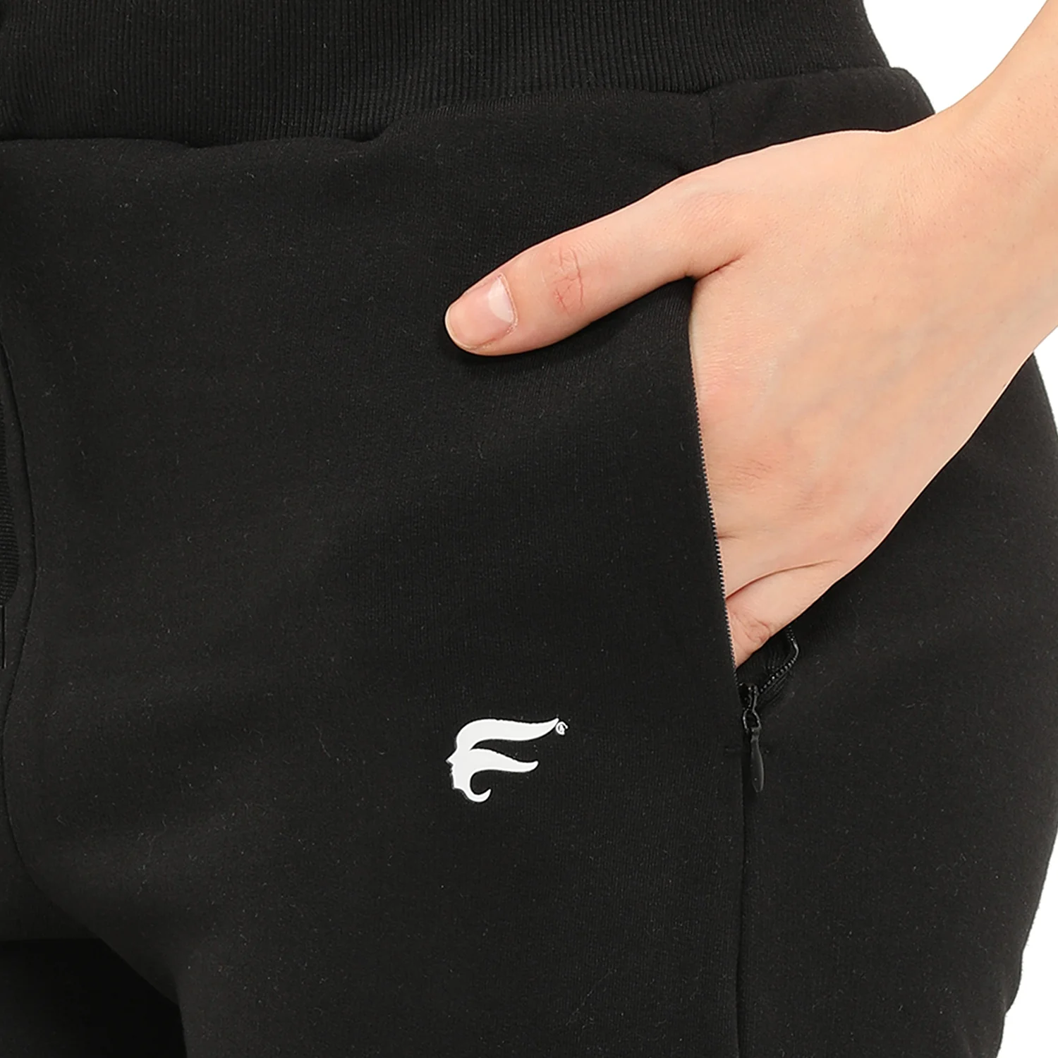 Women Black Ankle Length Fleece Track Pant - Image 6