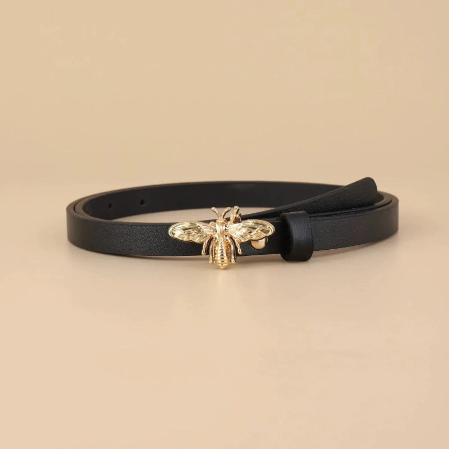 Women Black Classic Rectangle Buckle Belt