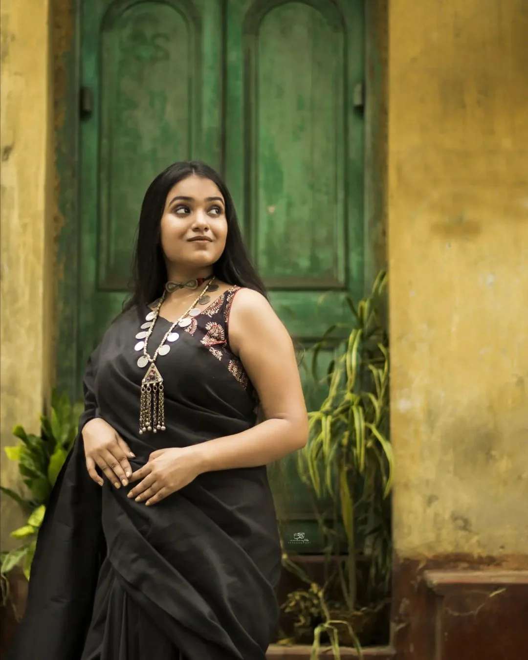 Women Black Cotton Saree