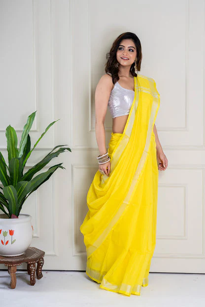 Women Black Cotton Silk Sequence Saree