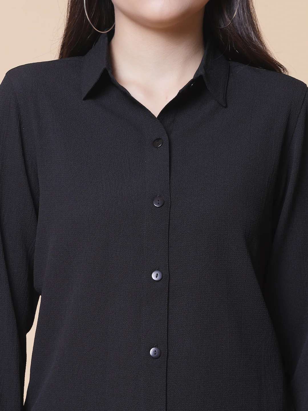 Women Black Crepe Odour Free Shirt - Image 6