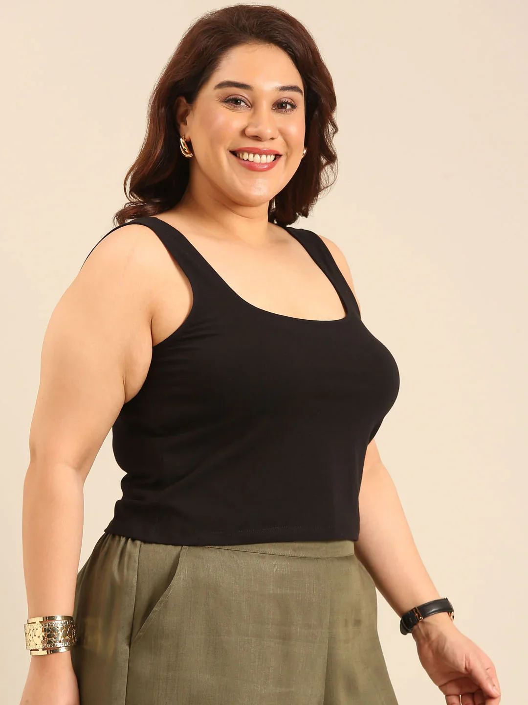Women Black Crop Top - Image 2