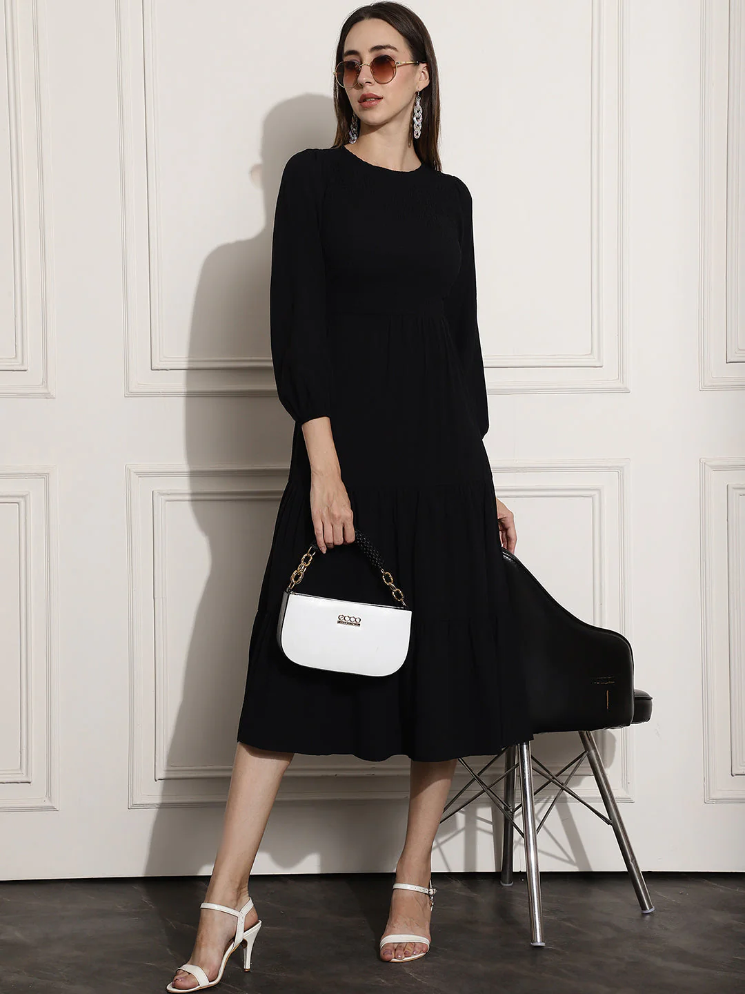 Women Black Fit & Flare Dress - Image 5