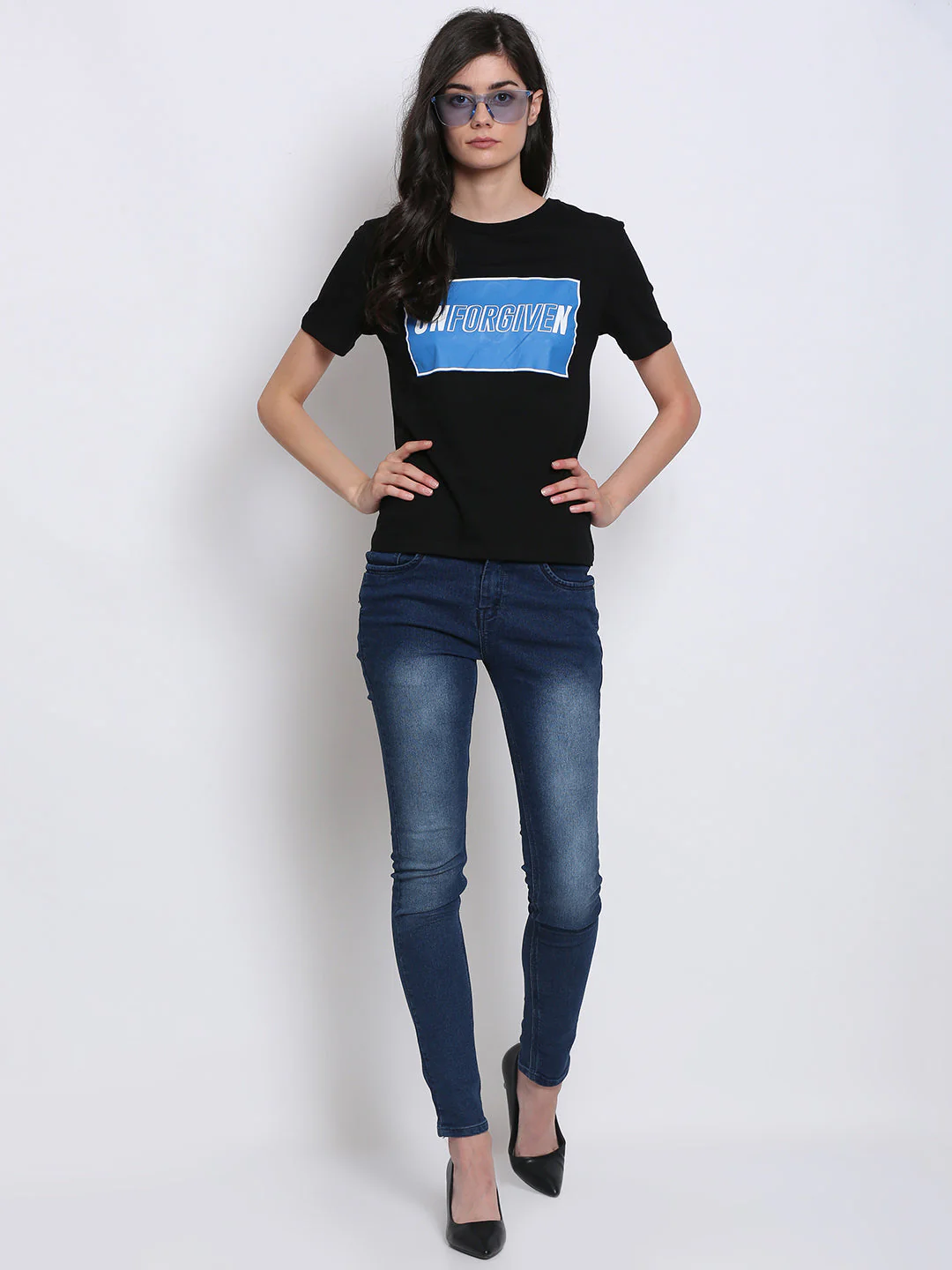 Women Black Graphic Tee - Image 5