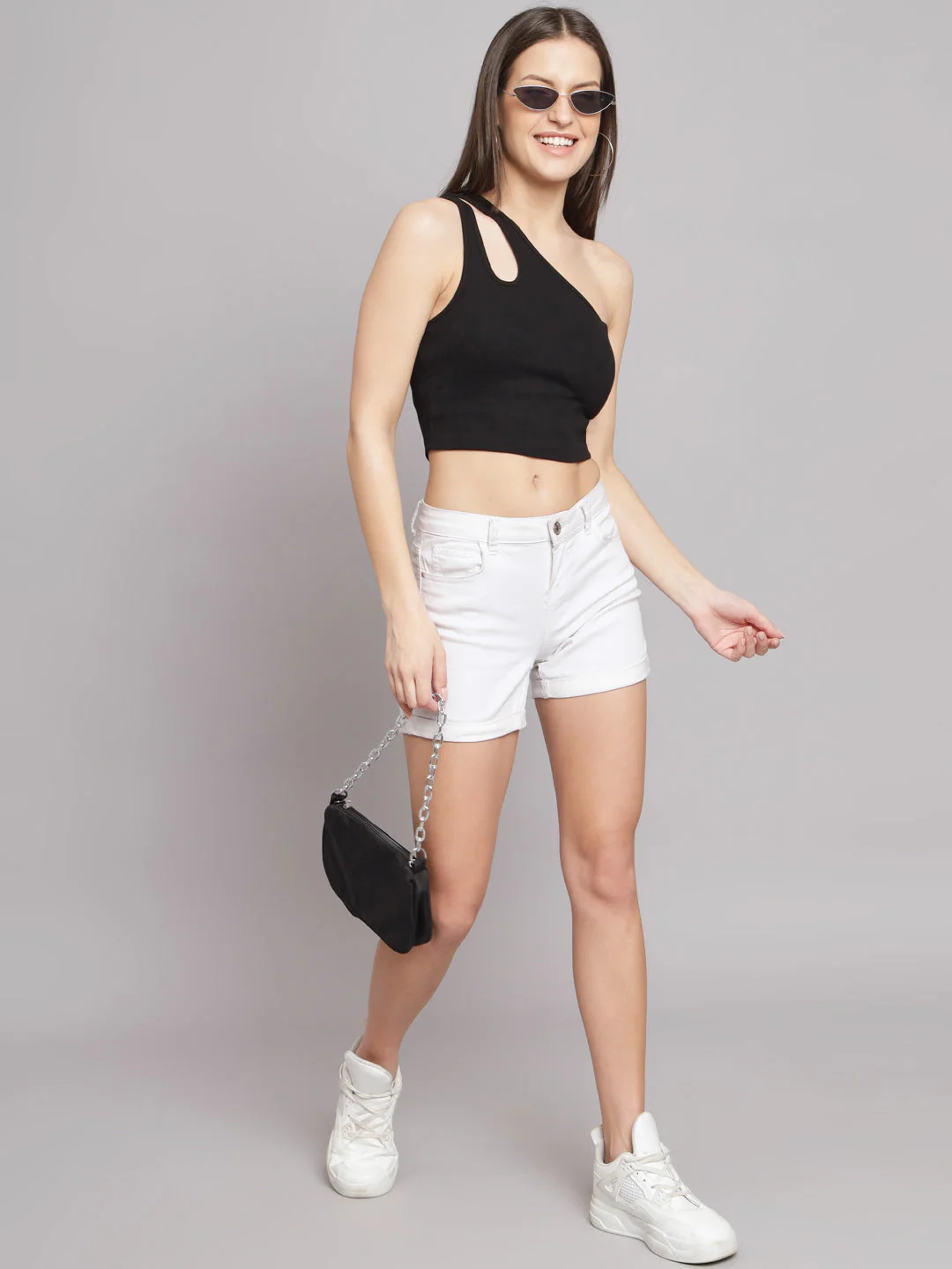 Women Black One Shoulder Top - Image 6