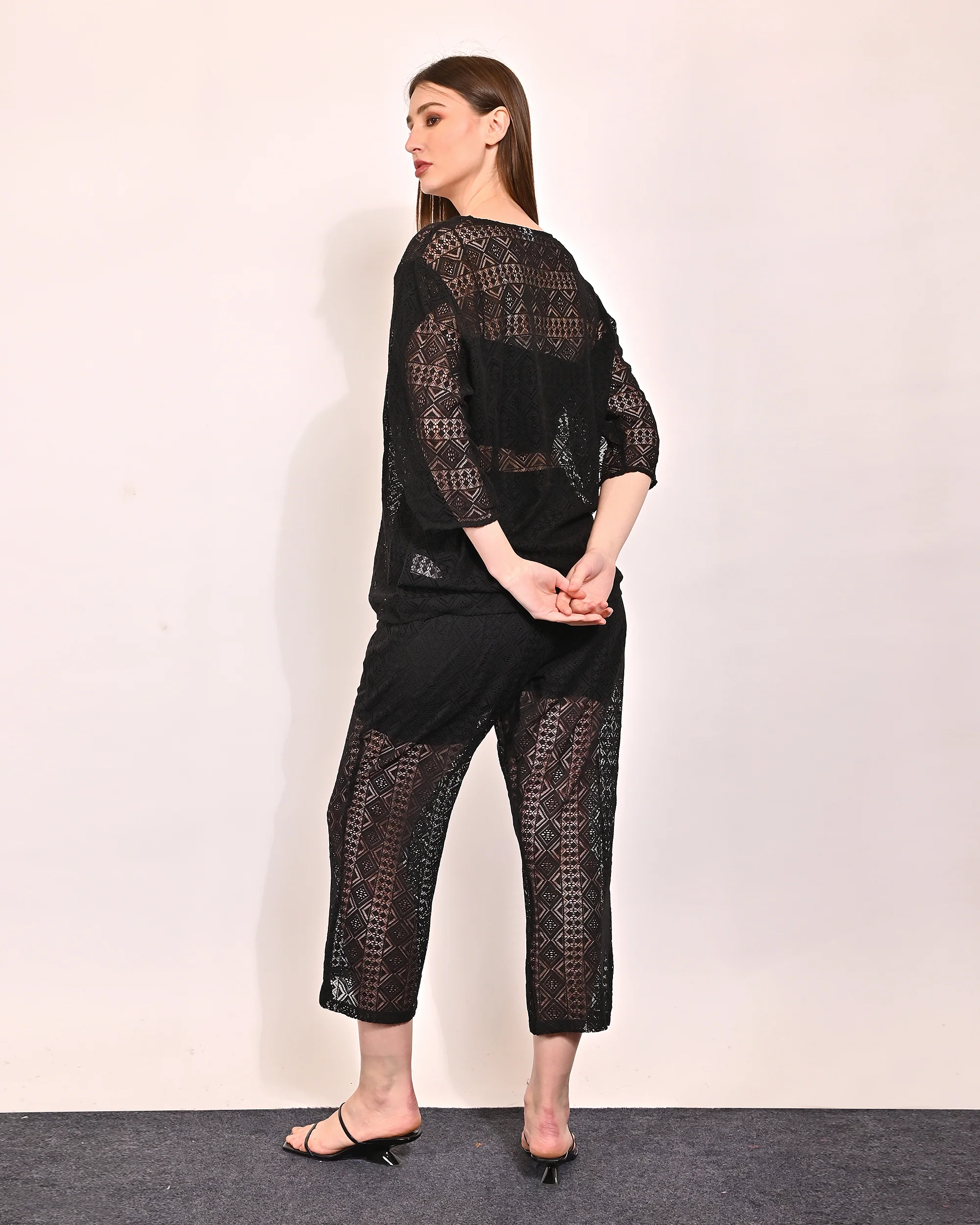 Women Black Polyester Co Ord - Image 3