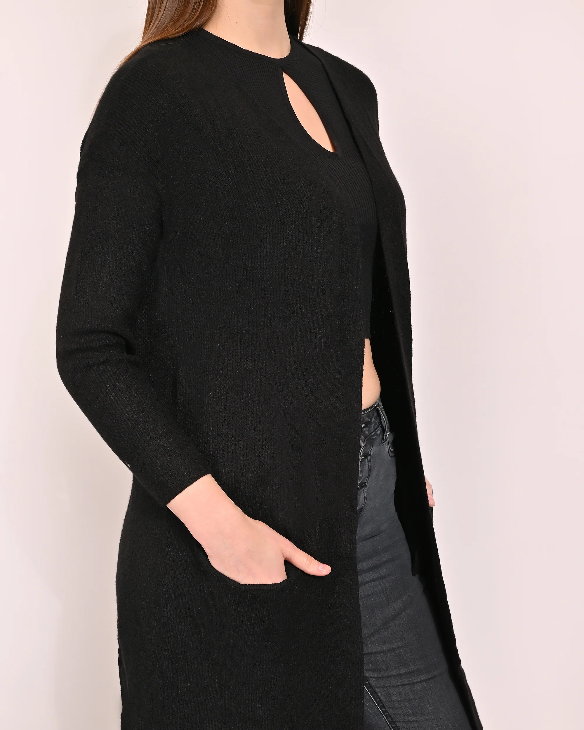 Women Black Polyester Shrug - Image 4