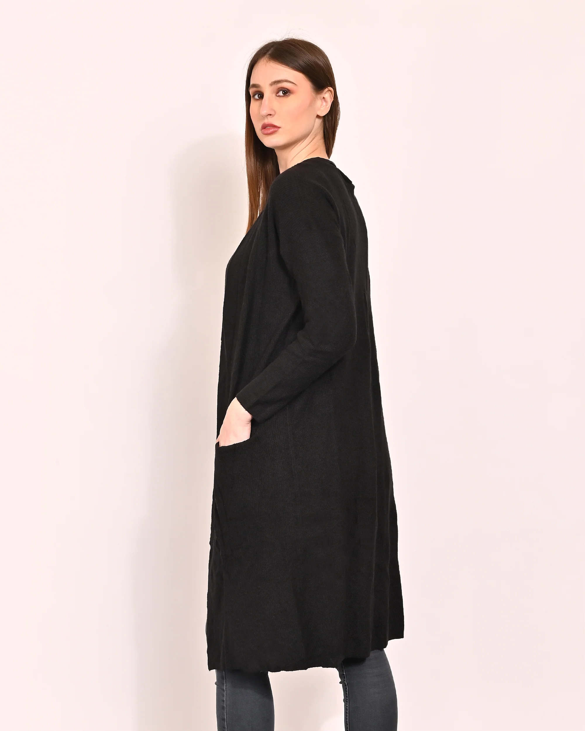 Women Black Polyester Shrug - Image 5
