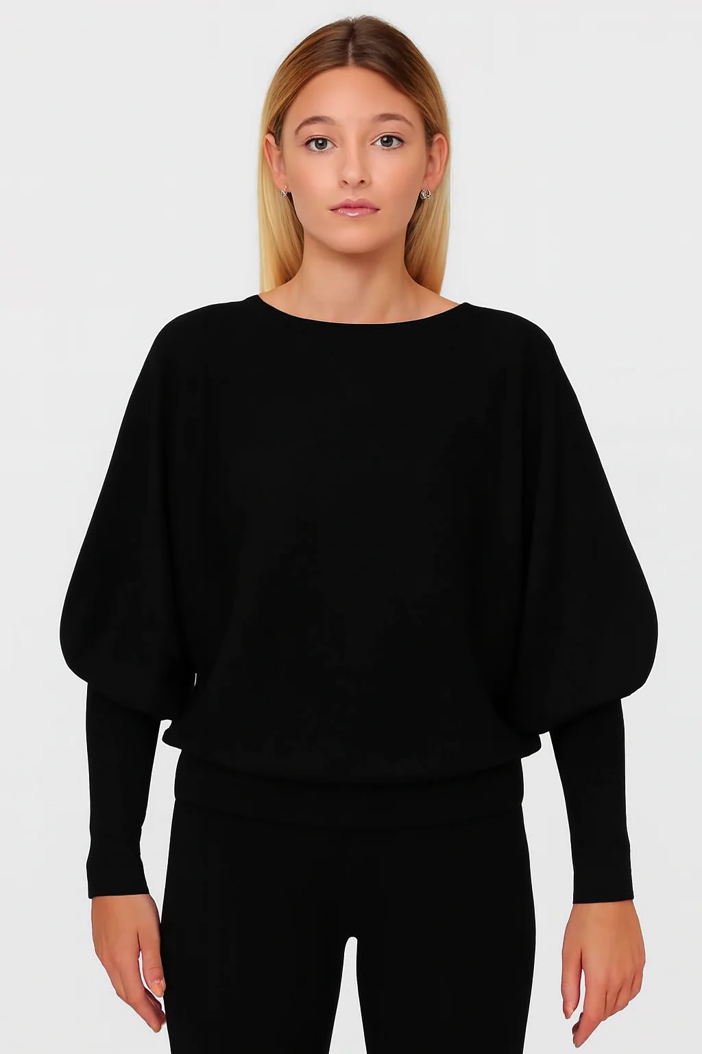 Women Black Poncho Acrylic Sweater Top