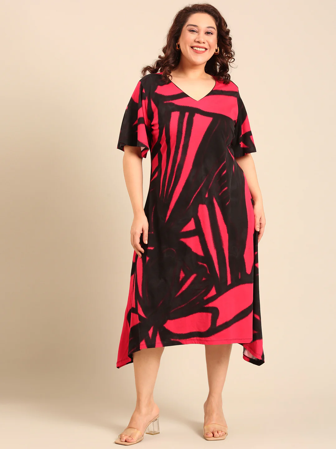 Women Black Printed A-Line Dress