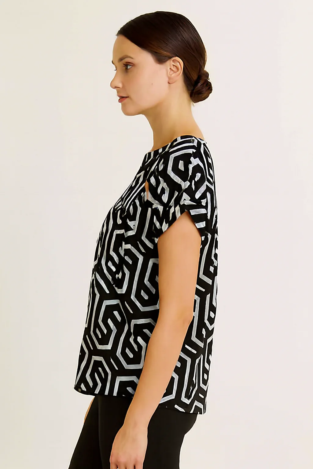 Women Black Printed Regular Fit Top - Image 4