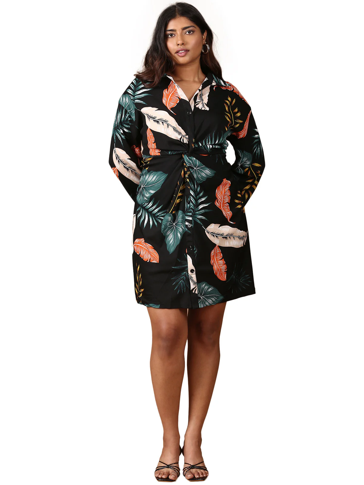 Women Black Printed Shirt Dress - Image 6