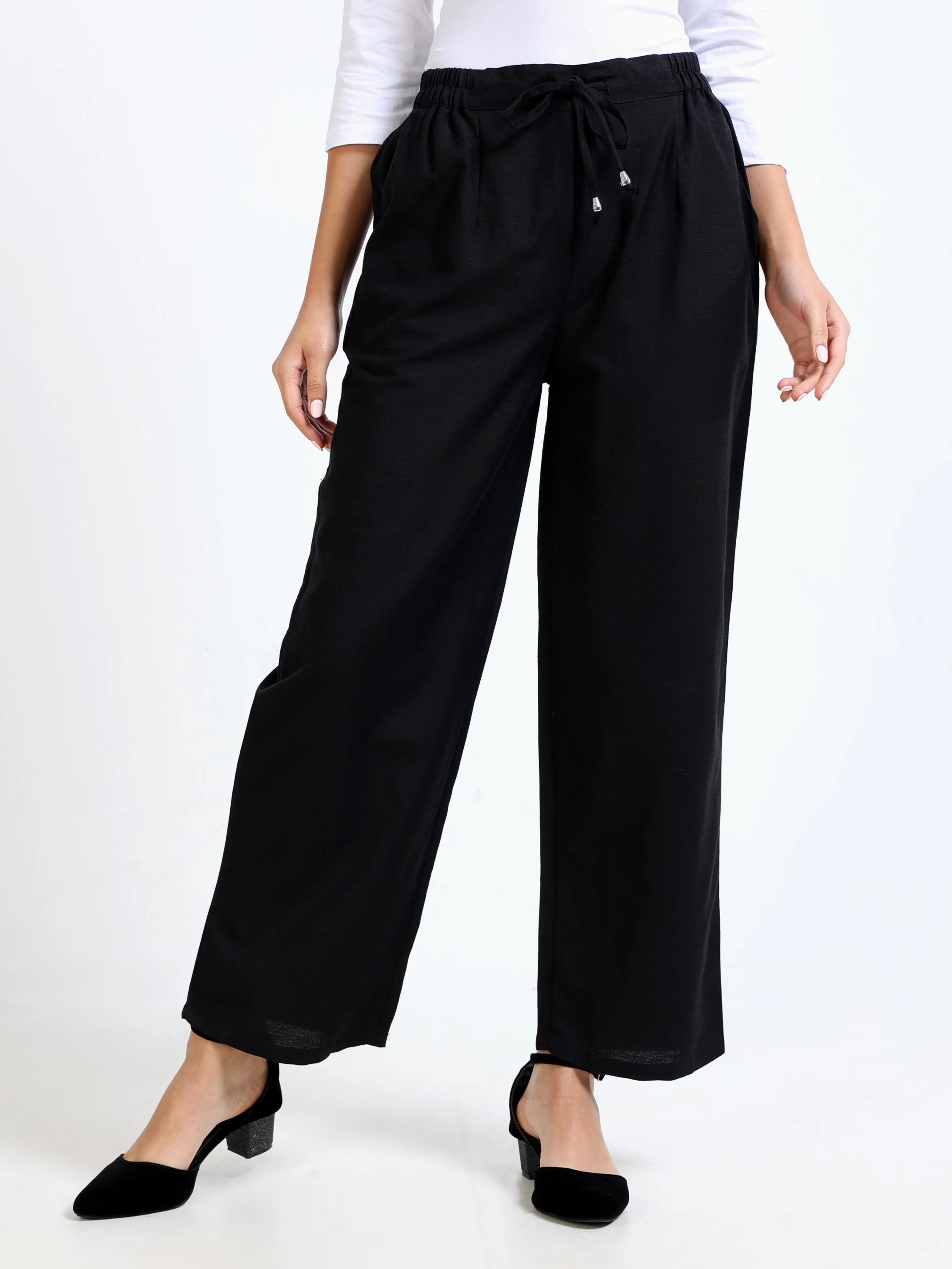 Women Black Regular Flared Pants