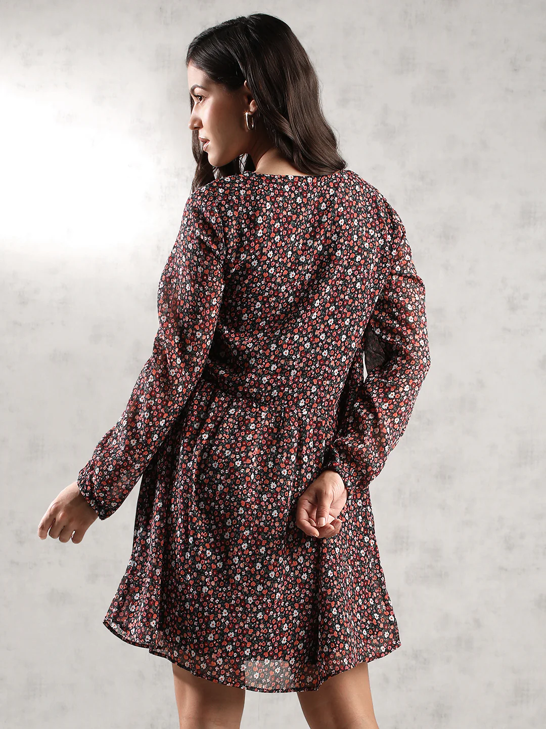 Women Tiny Floral Printed Dress - Image 4
