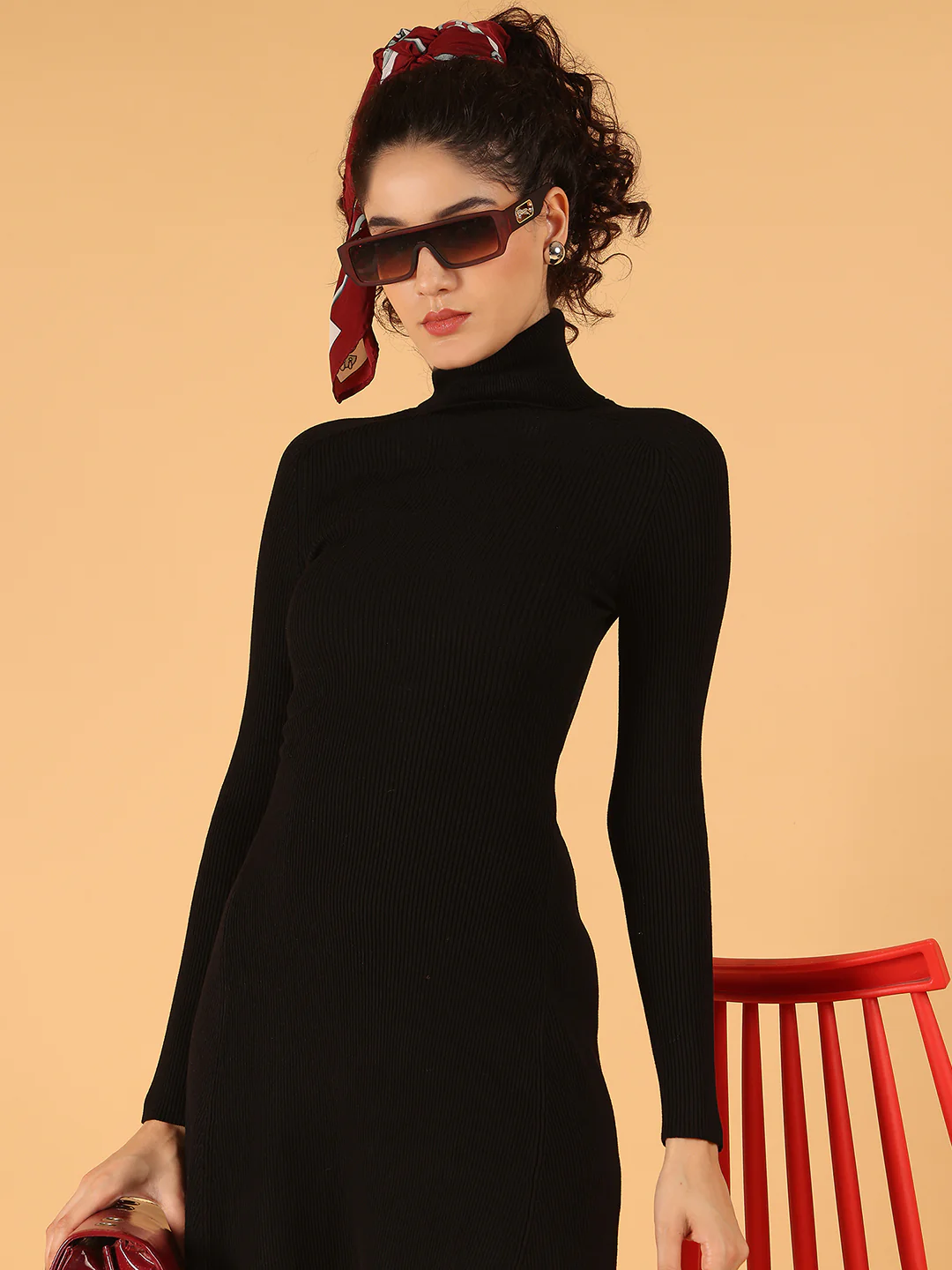Women Black Ribbed Bodycon Mini Dress - Image 2