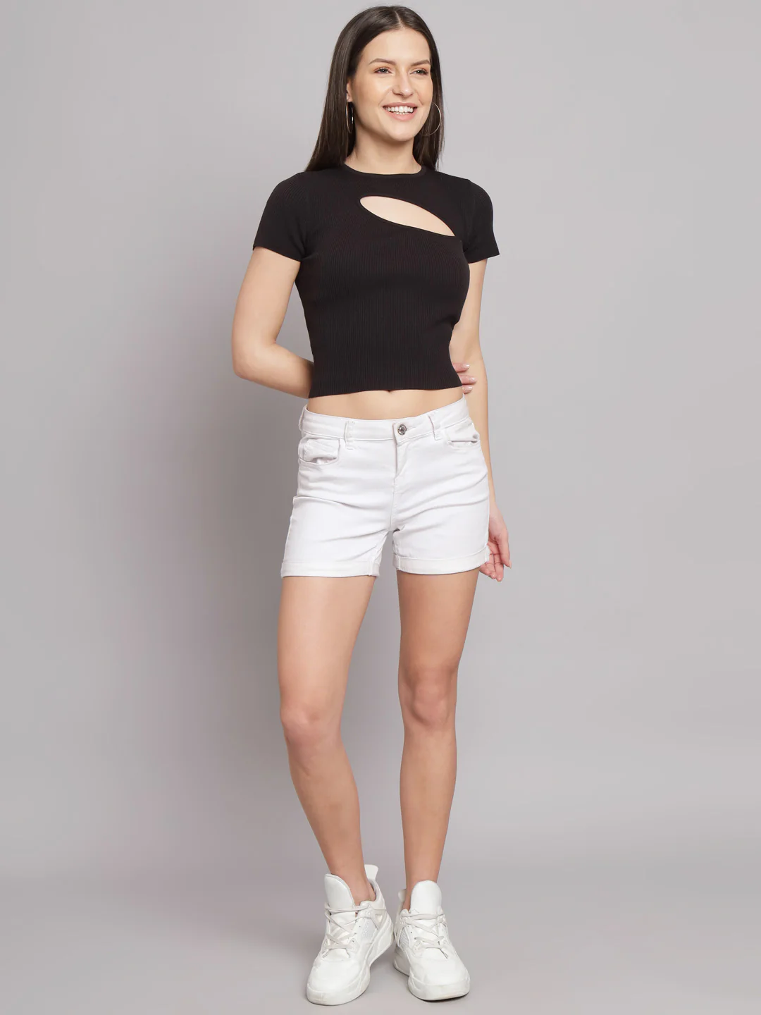 Women Black Round Neck Top - Image 2