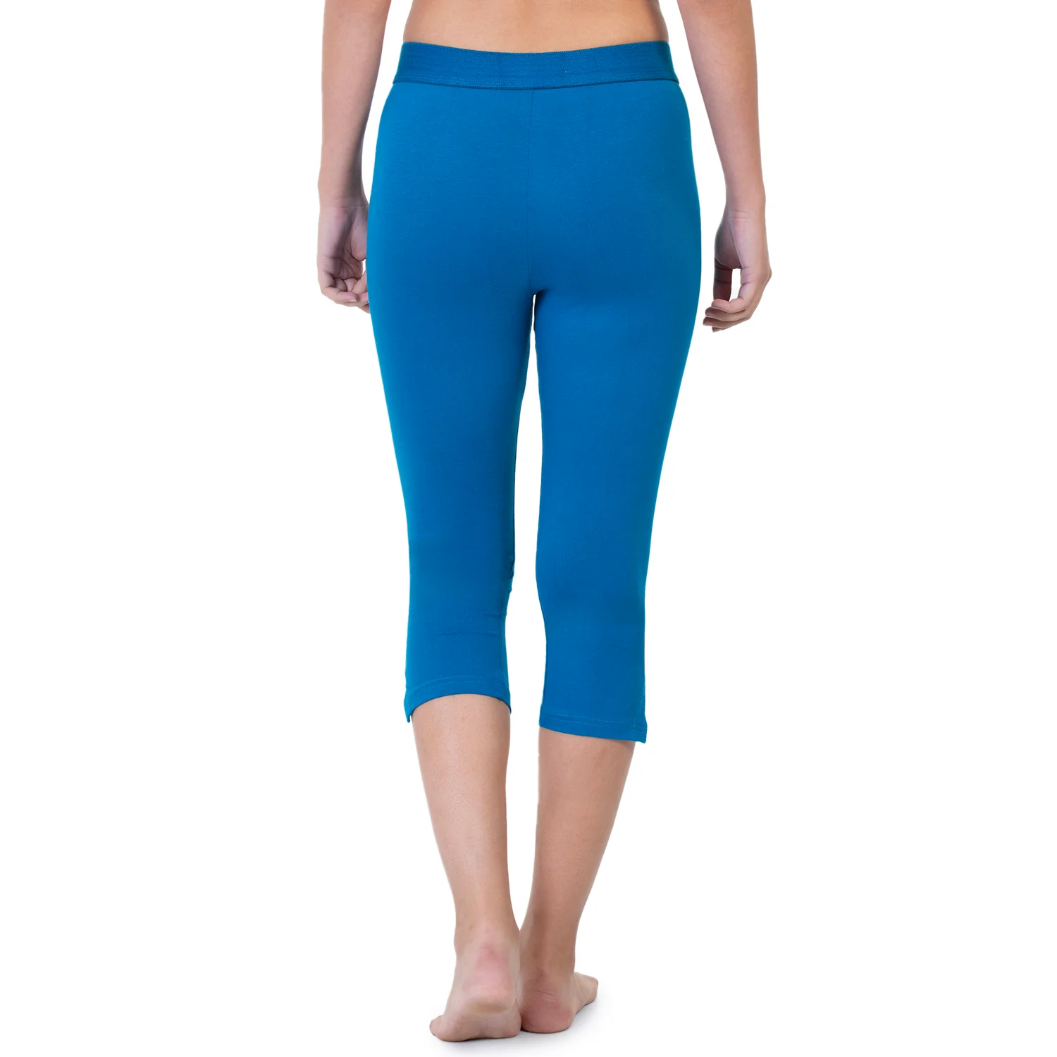 Women Blue 3/4th Solid Capri - Image 2