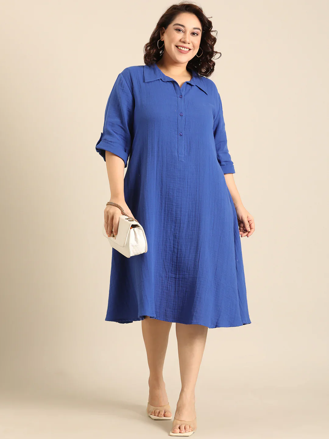 Women Blue Cobalt A-Line Dress - Image 4