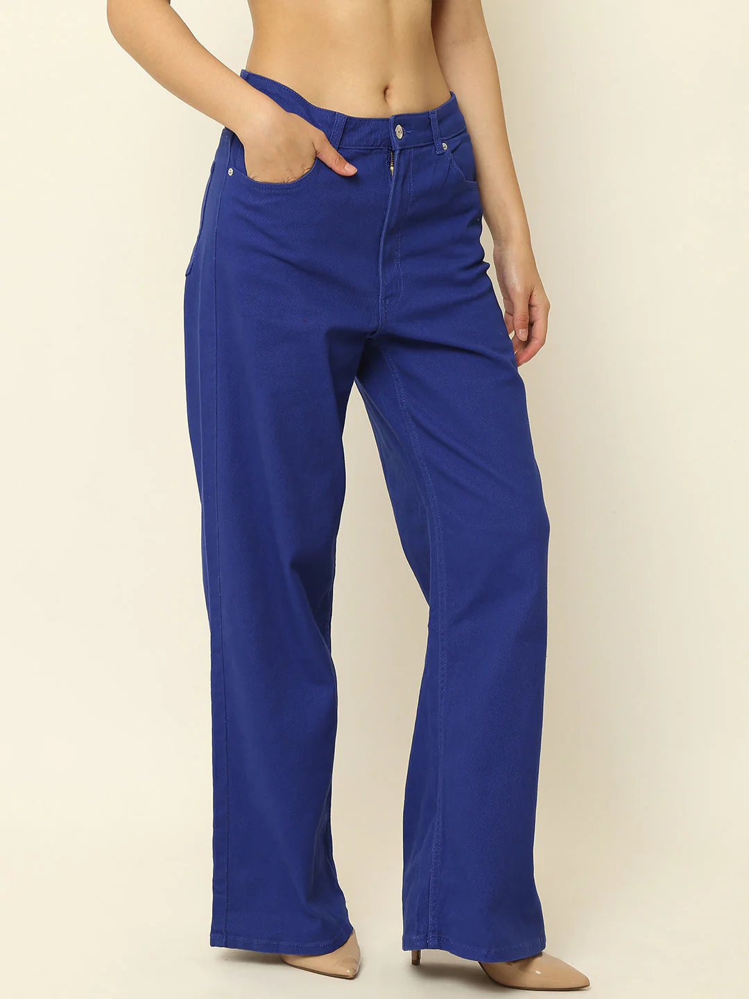 Women Blue Full Length Pants - Image 4