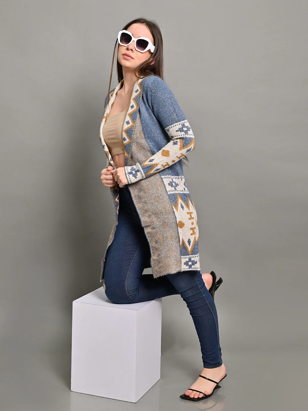 Women Blue Open Shrug - Image 2