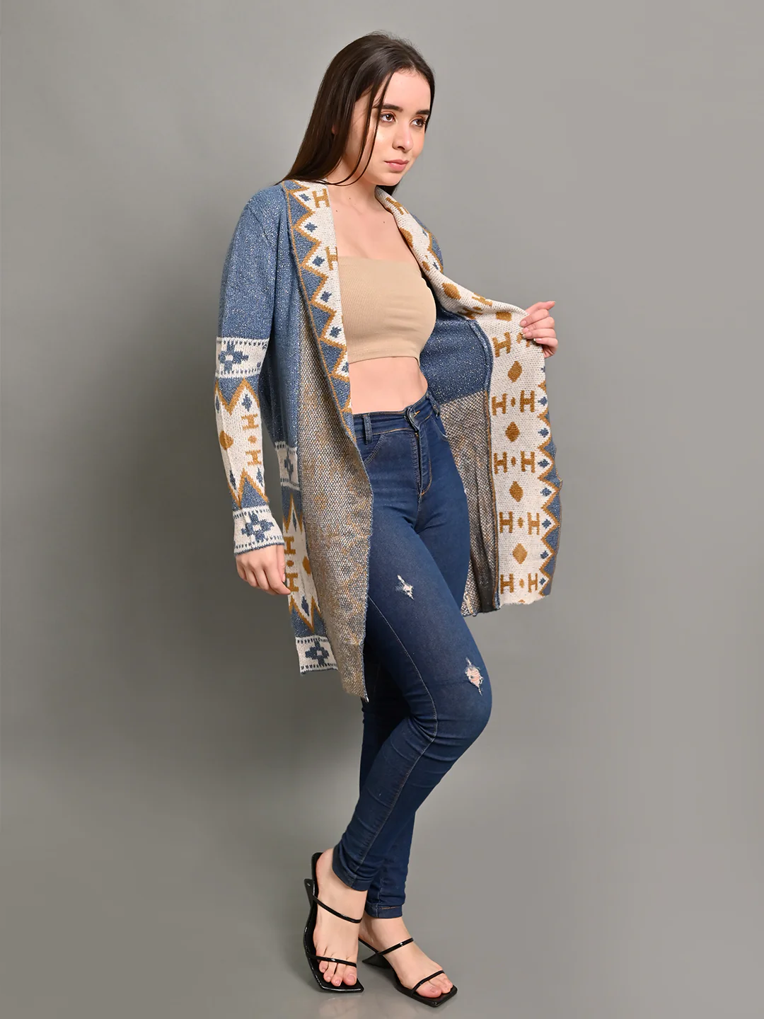 Women Blue Open Shrug - Image 3
