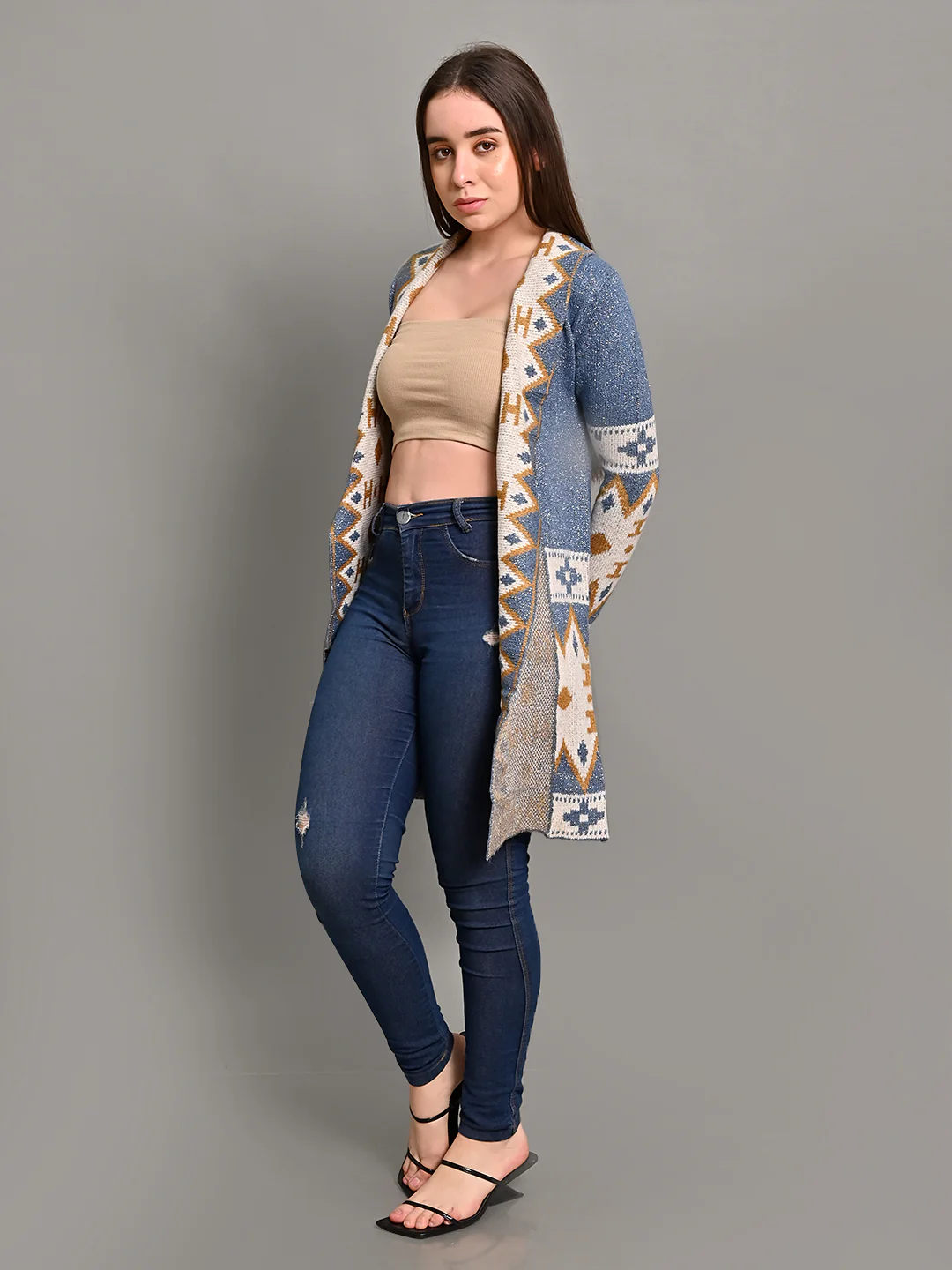 Women Blue Open Shrug - Image 6