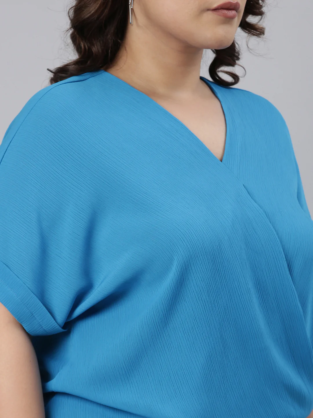 Women Blue Overlap Top - Image 4