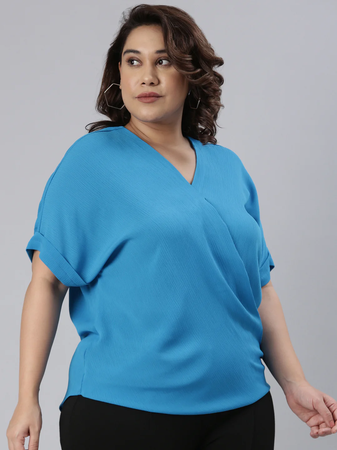 Women Blue Overlap Top - Image 5
