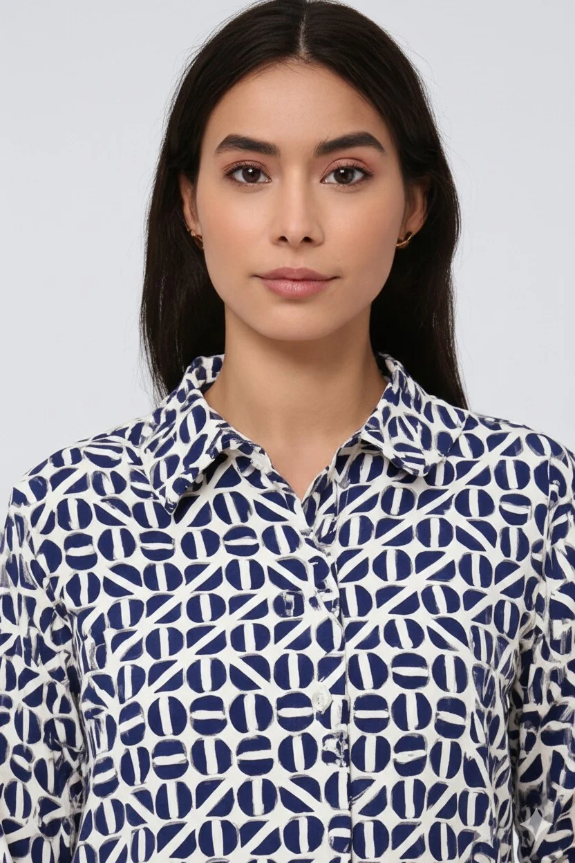 Women Blue Polyester Shirt - Image 3