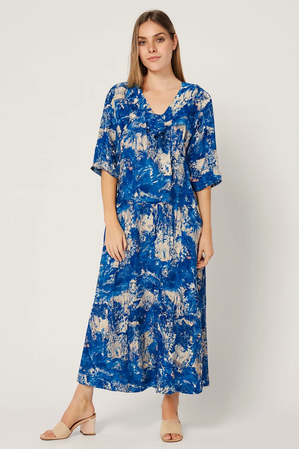Women Blue Printed Maxi Dress