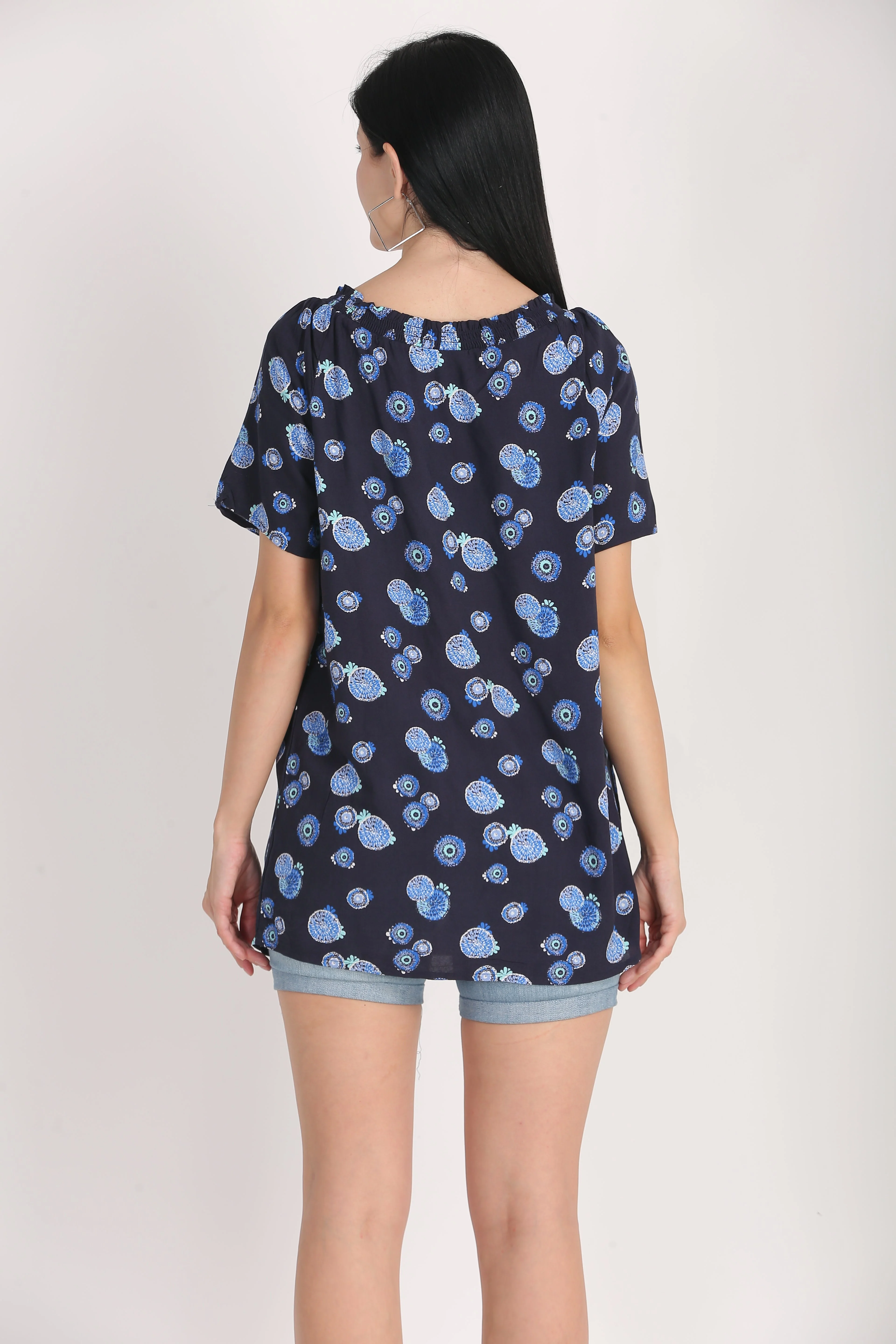 Women Blue Printed Summer Top - Image 4