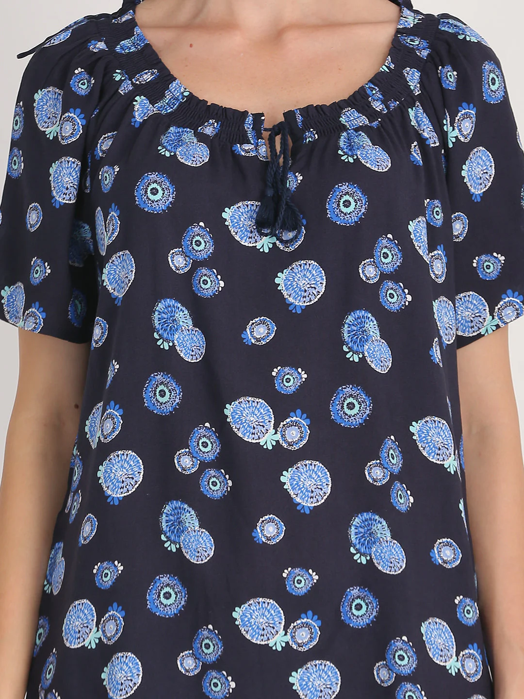 Women Blue Printed Summer Top - Image 6