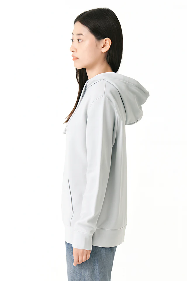 Women Blue Solid Cotton Pullover Hoodie - Image 4