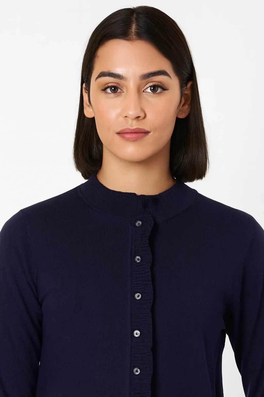 Women Blue Viscose Button-Down Cardigan - Image 3