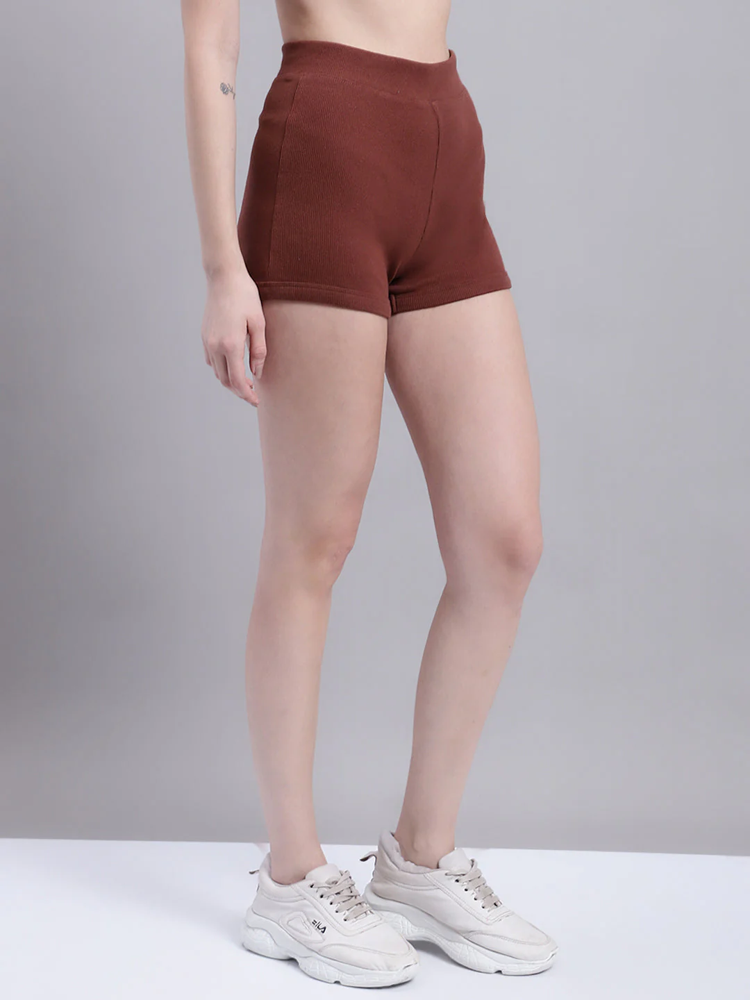 Women Brown Biker Shorts - Image 5