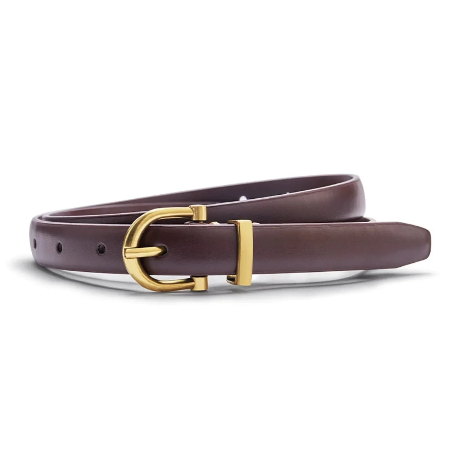 Women Brown Gold Horseshoe Buckle Belt