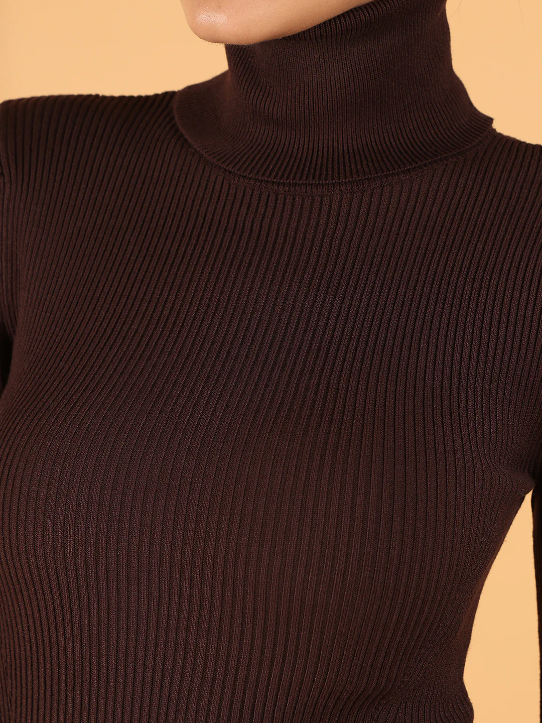 Women Brown Ribbed Bodycon Mini Dress - Image 5