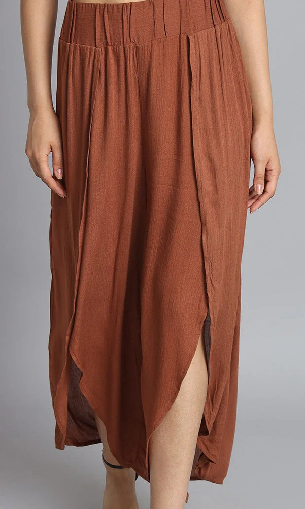 Women Brown Slit Pants - Image 3
