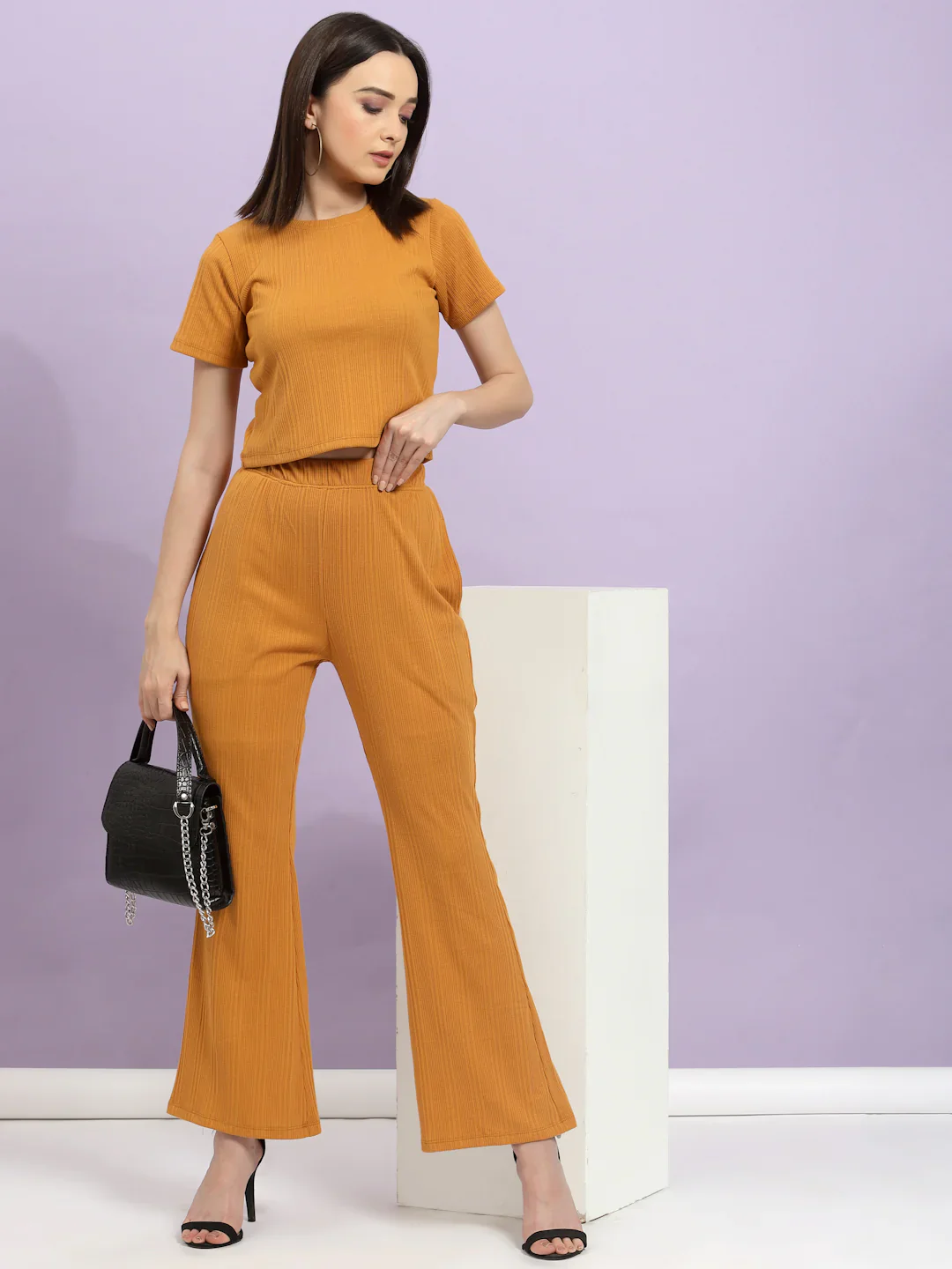 Women Brown Textured co-ords