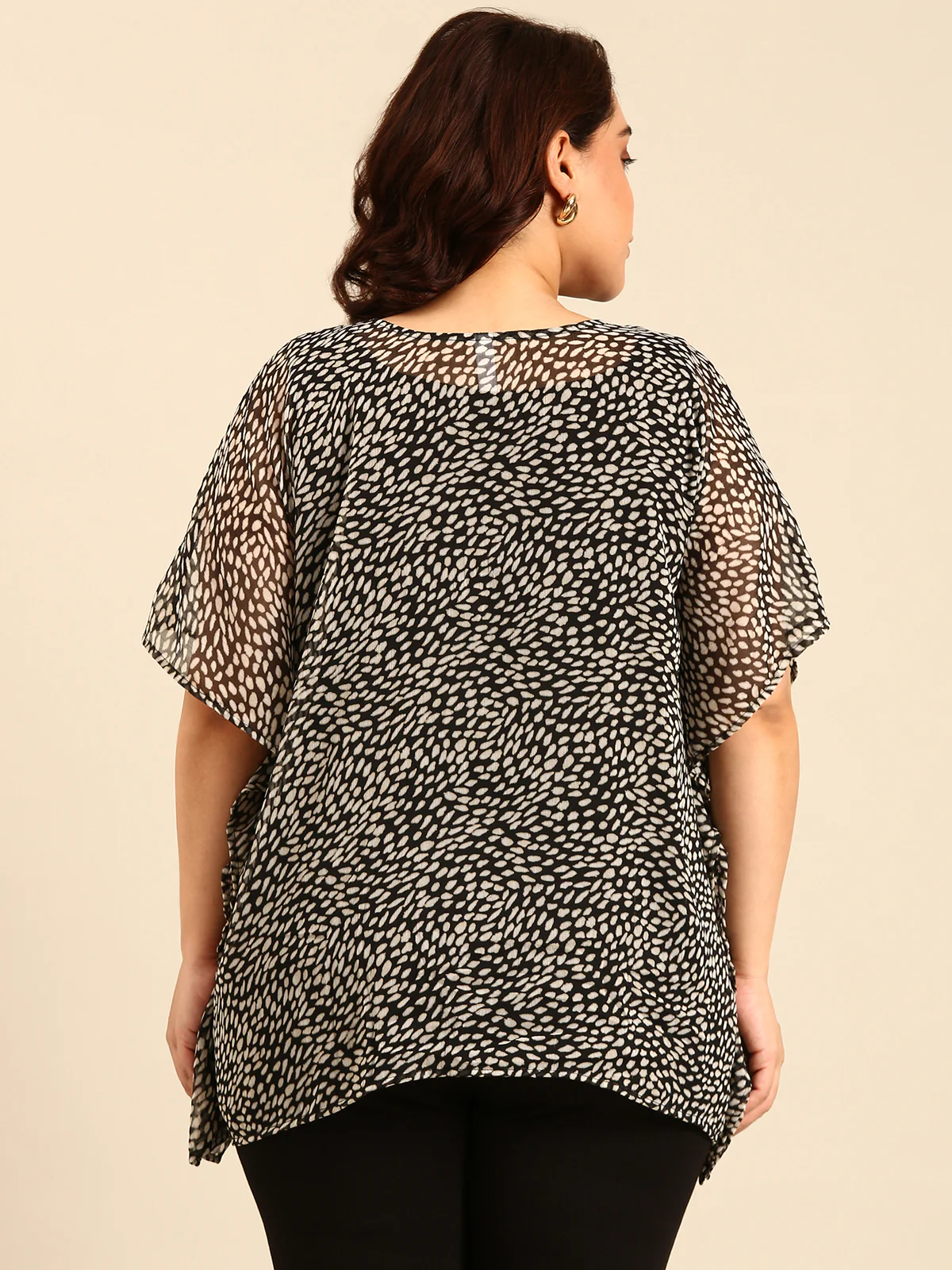 Women Chiffon Dot printed Kaftan Top - Image 4