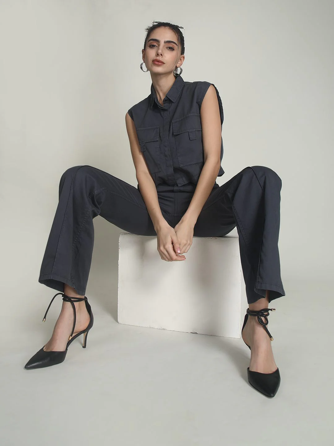Women Classic Loose Fit High-Rise Trousers