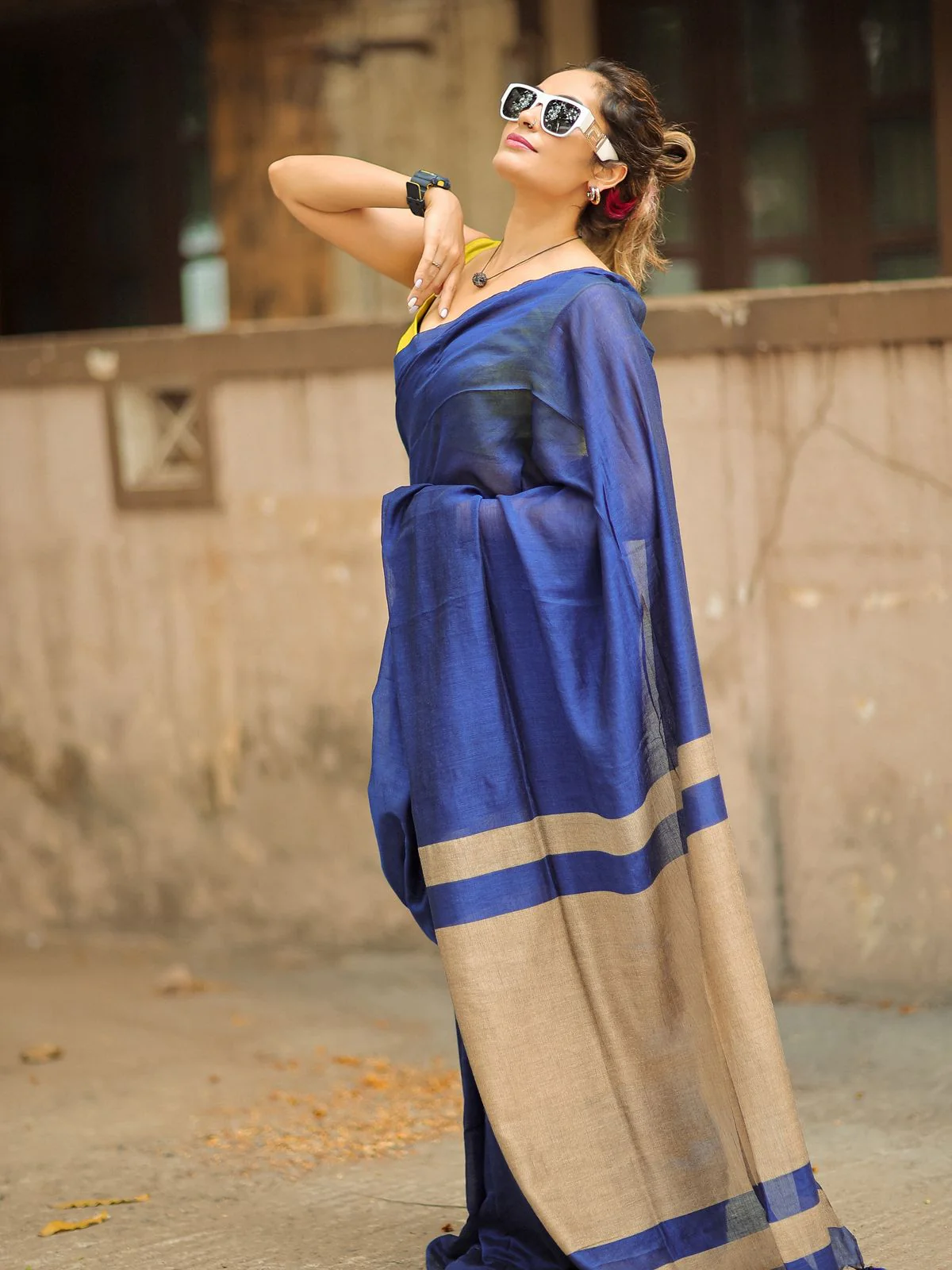 Women Cotton Checks Pallu Saree