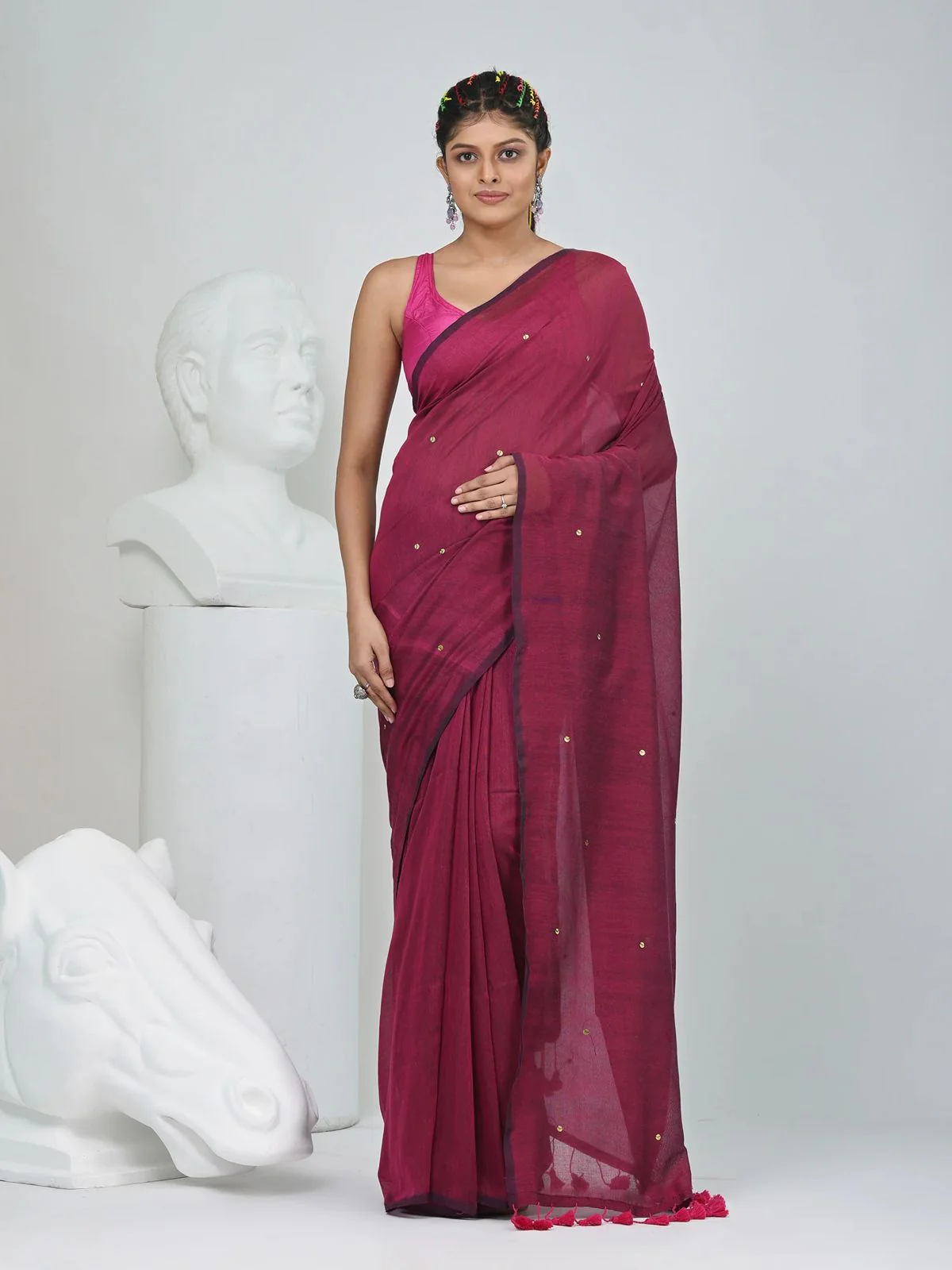 Women Cotton Sequence Saree