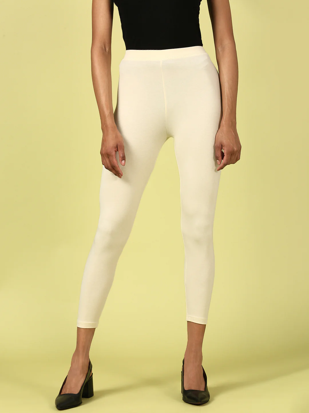 Women Cream Casual Leggings