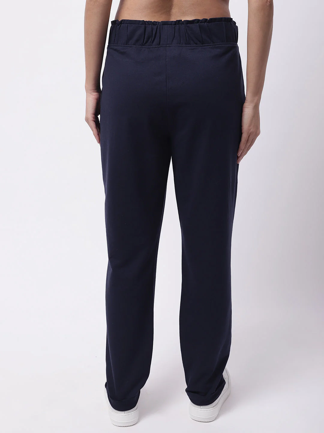 Women Dark Blue Cotton Pants - Image 5