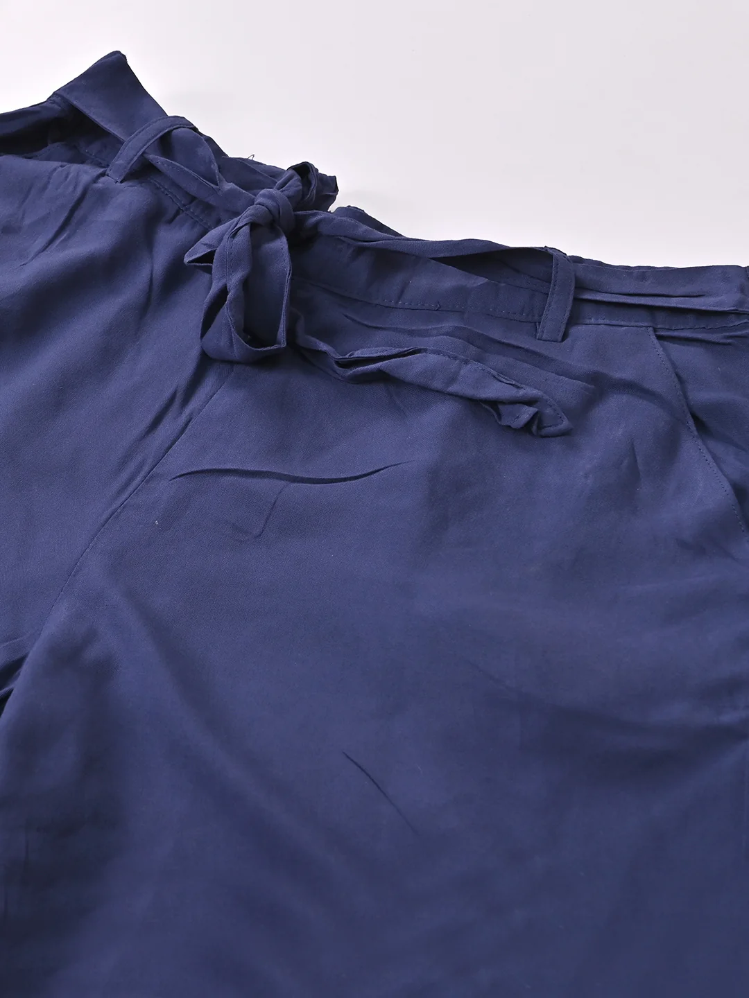 Women Dark Blue Elastic Waist Shorts - Image 6