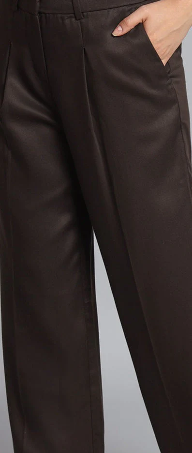 Women Dark Brown Plus Size Pants - Image 6